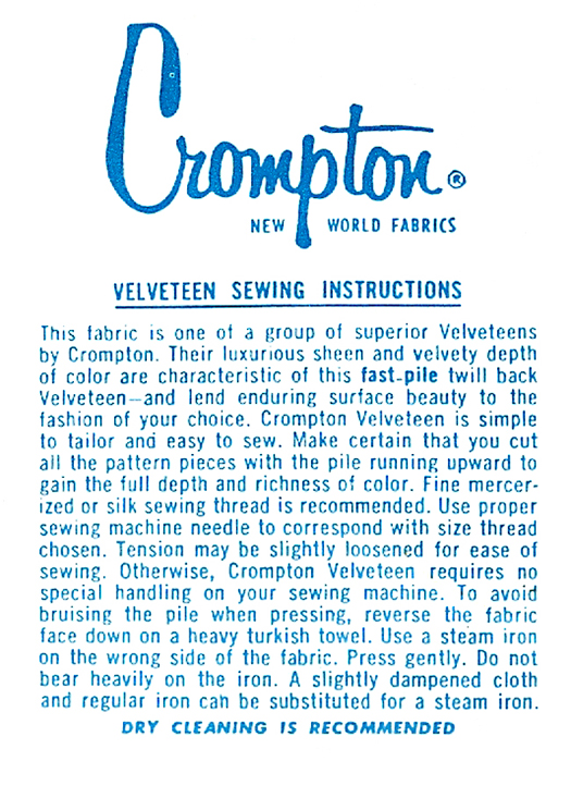 66-69 Crompton Velveteet label 66-69